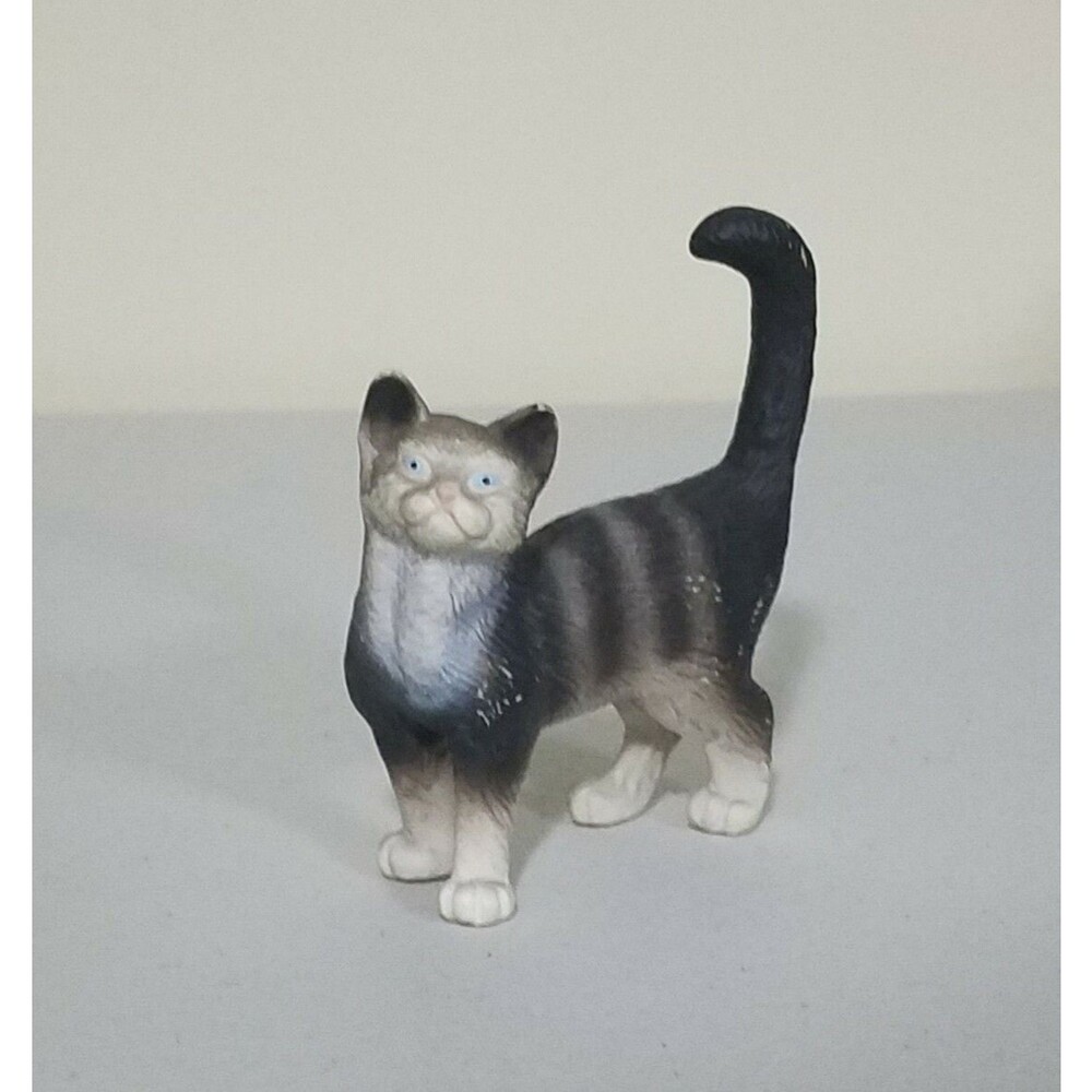 Schleich Standing GREY TABBY CAT Domestic Animal Figure Kitty 1997 Retired 13122